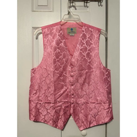 Y&G Men’s Fashion Pink Paisley Tuxedo Suit Vest Formal Waistcoat Wedding Large - Picture 3 of 10